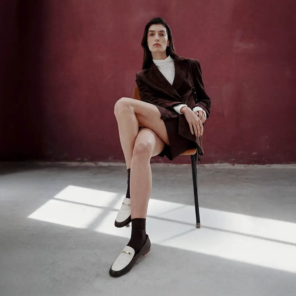 Braunes Wilderleder Set aus Blazer und Rock