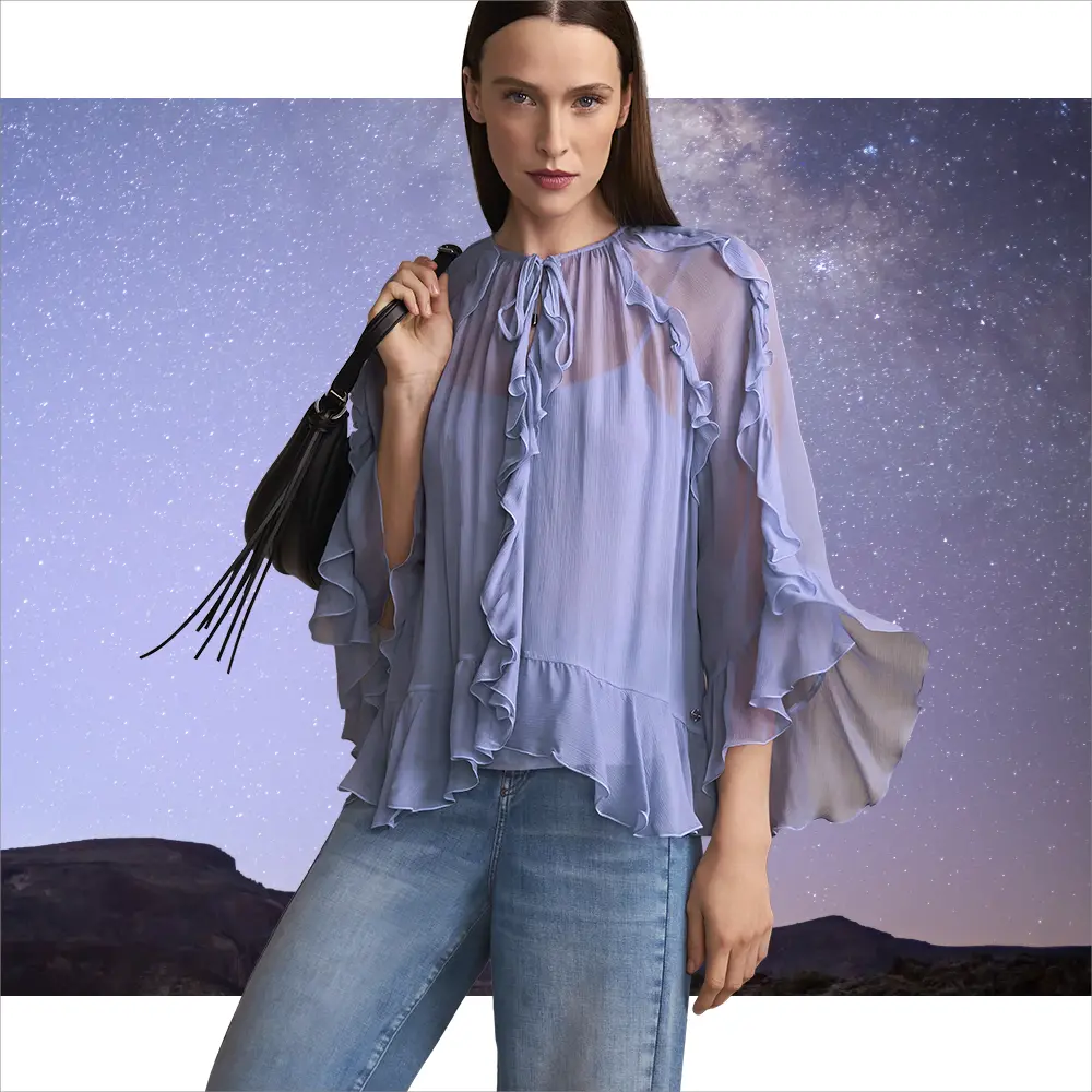 Volant-Bluse im Boho-Stil