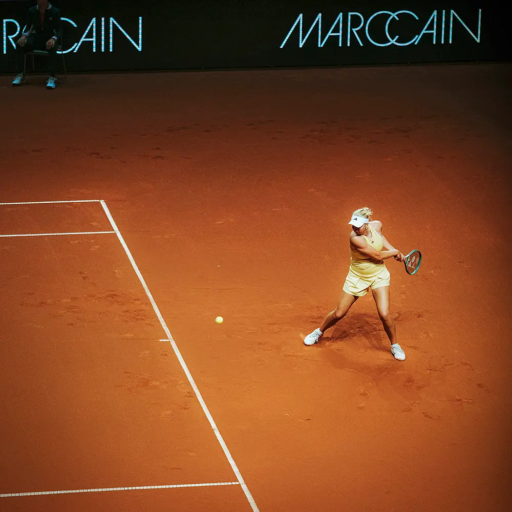 Playing on the tennis court