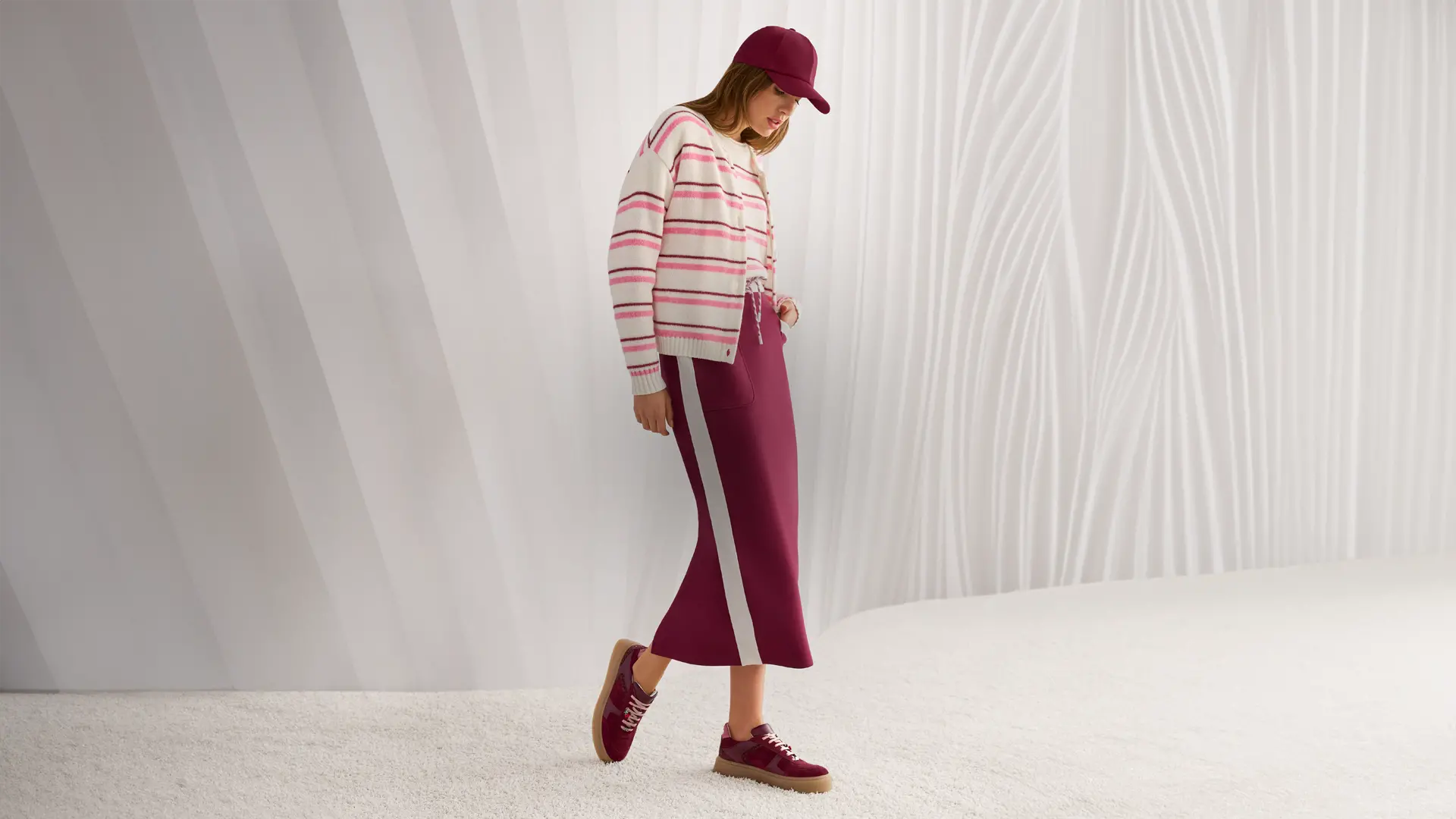 Striped jumper and cardigan, knitted in Germany