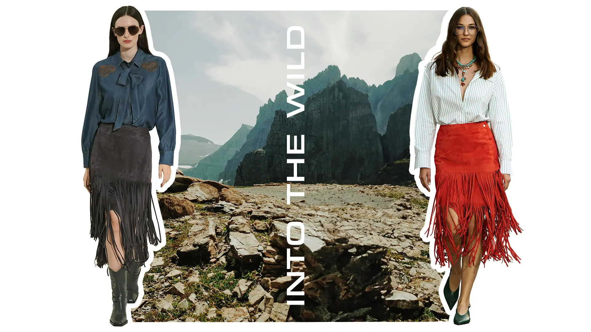 Fringed skirt with cowboy boots