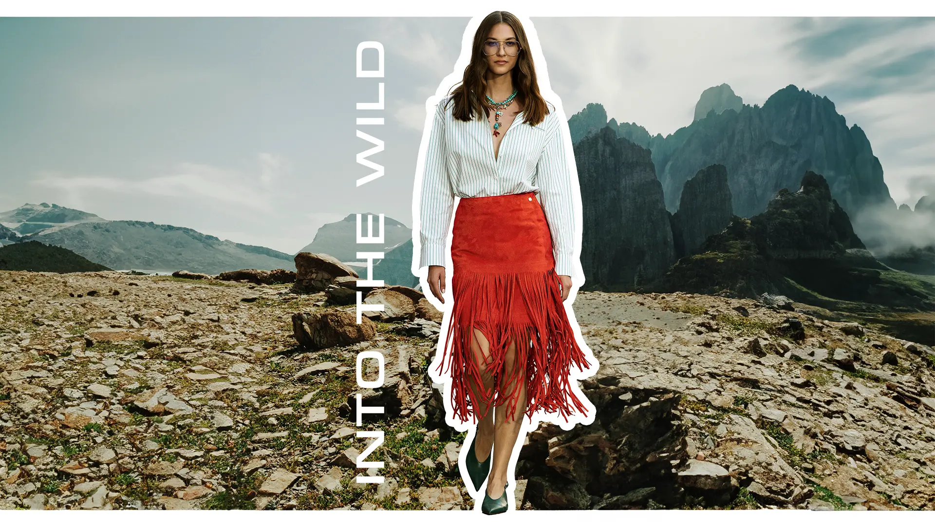 Fringed skirt with cowboy boots
