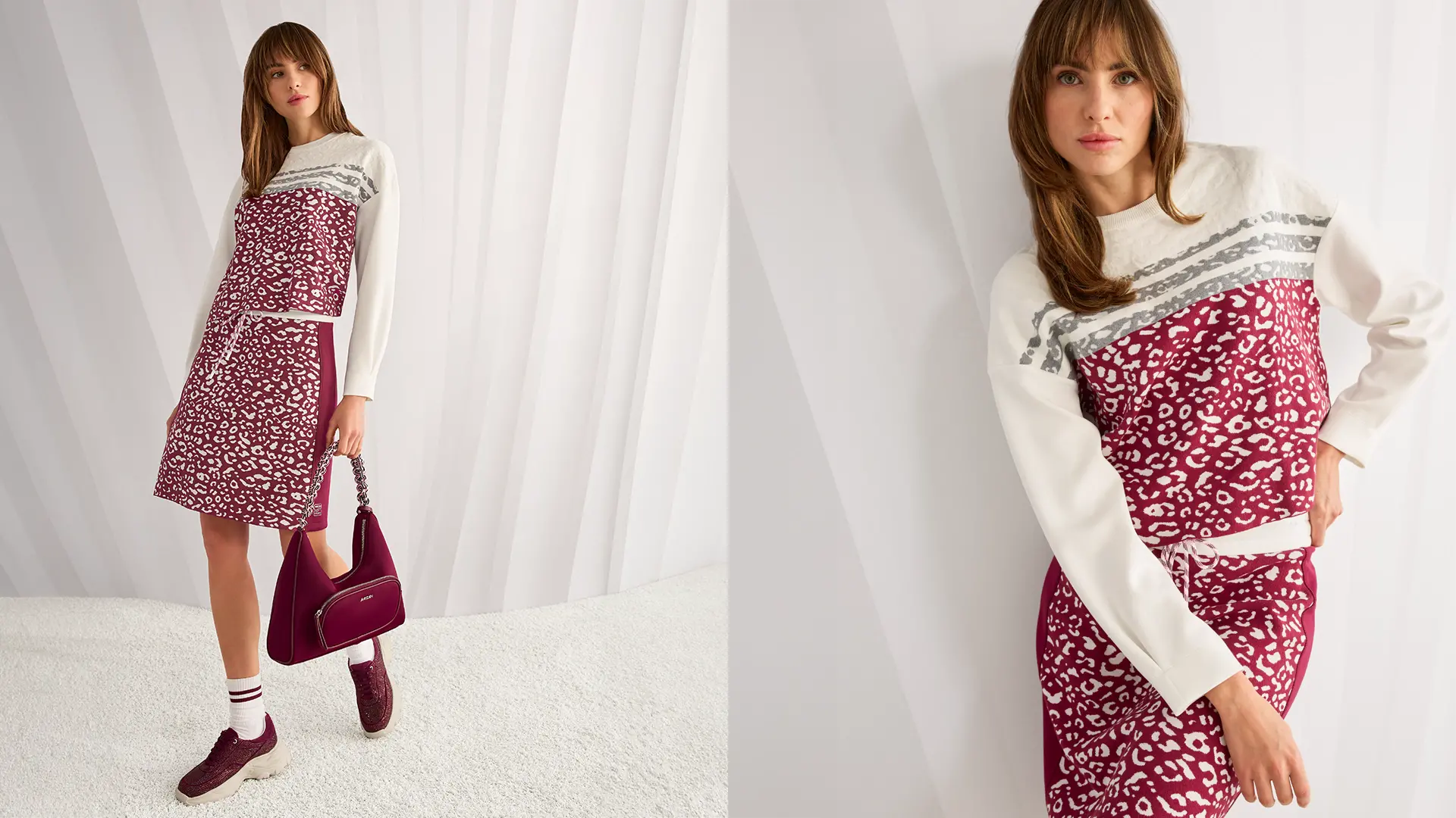 Leo pattern jumper and matching skirt, knitted in Germany