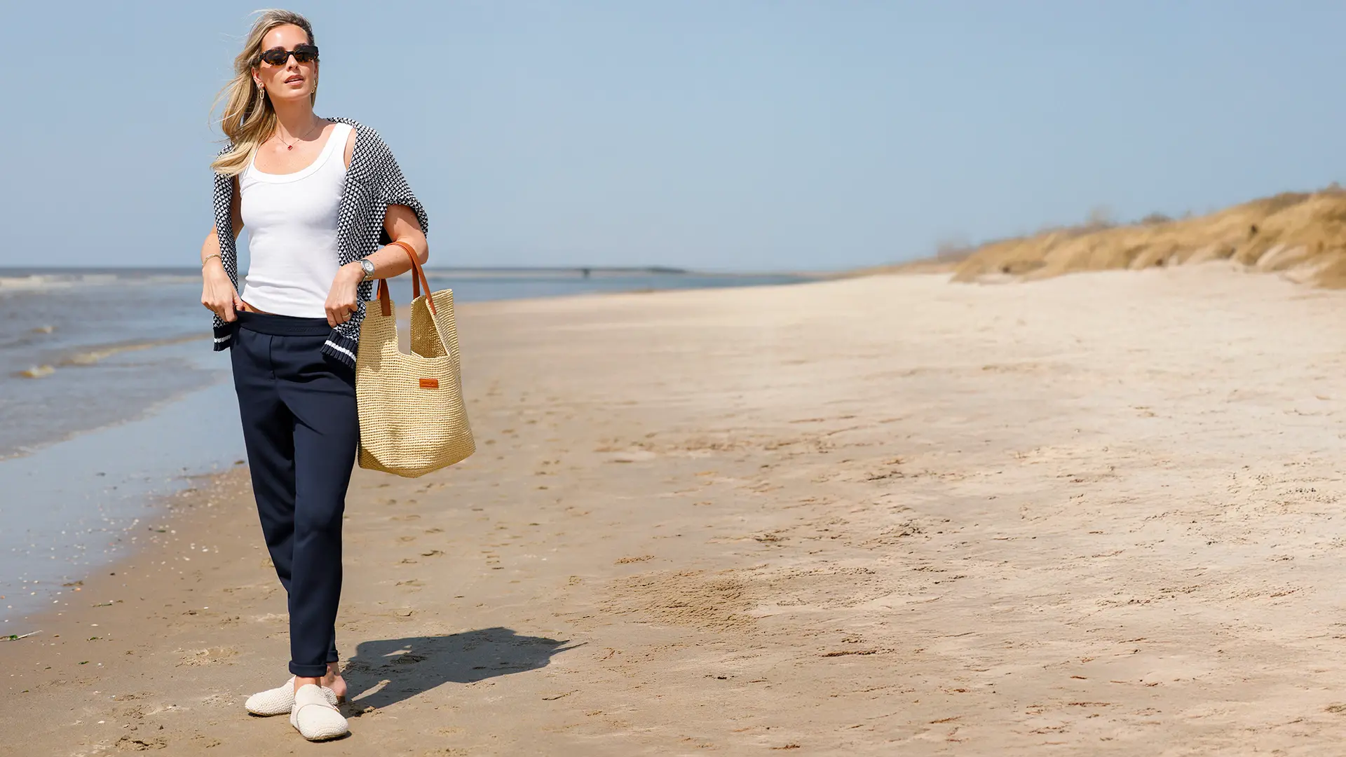 Long, light blue pants, category Trousers