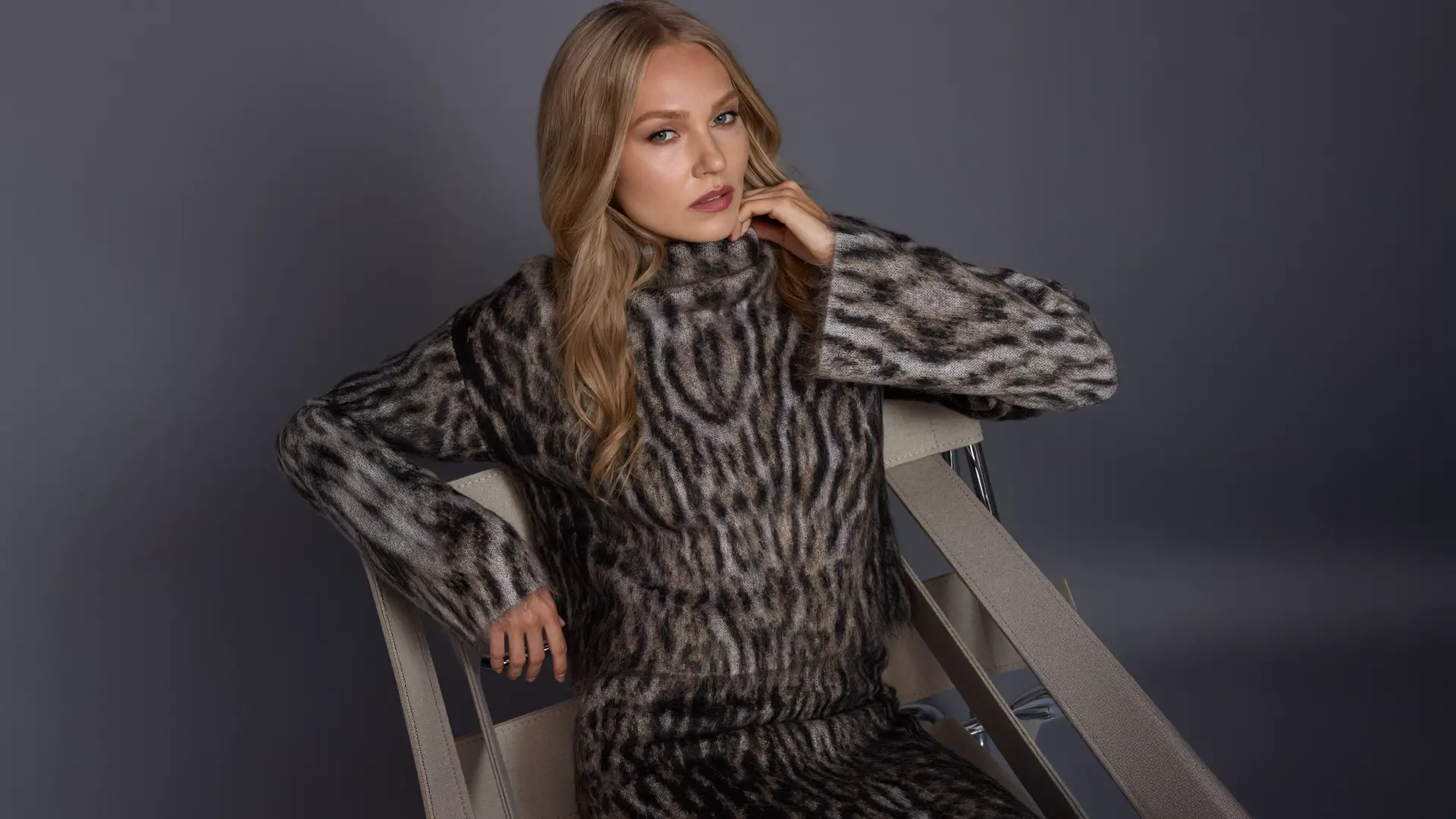 ‘Knitted in Germany’ ocelot jumper and skirt
