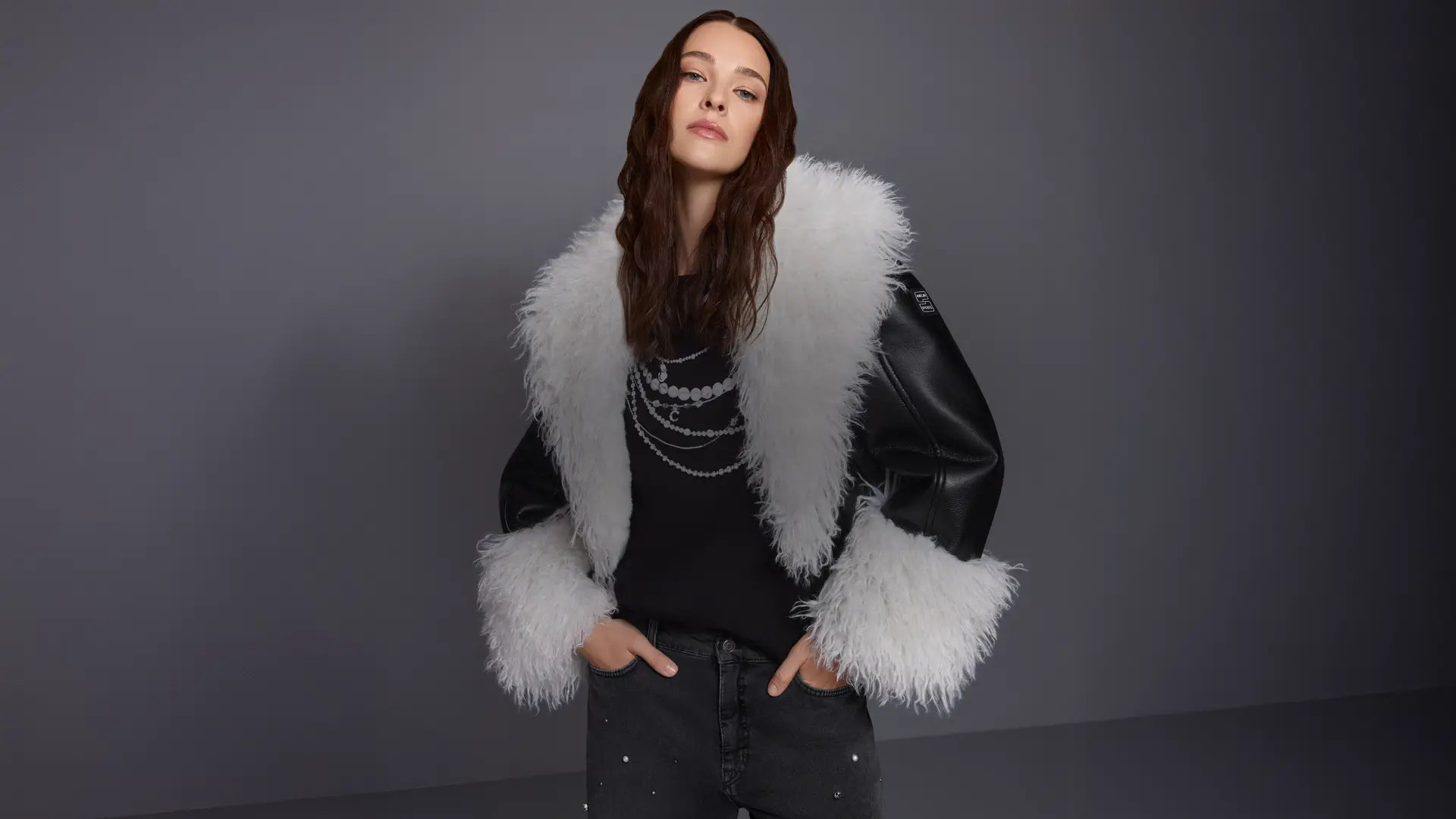 Jacket with faux fur trim