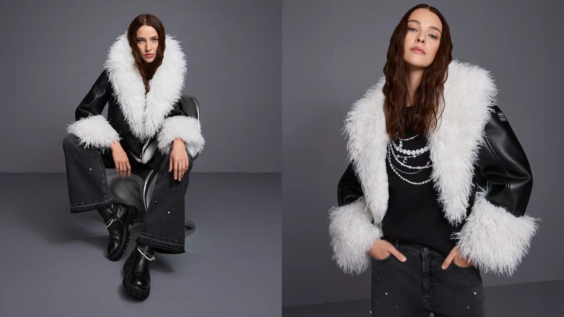 Jacket with faux fur trim