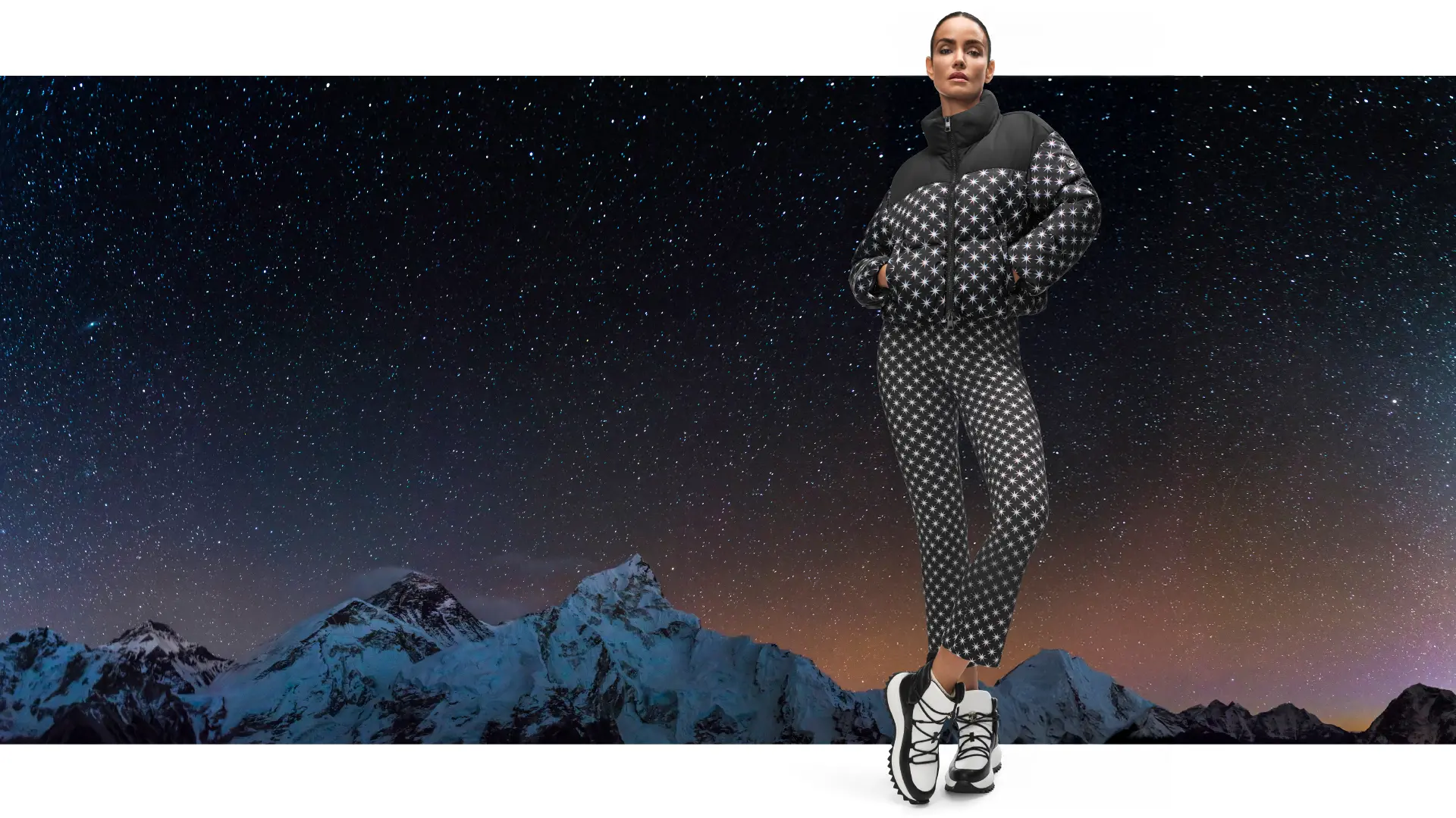 Sportieve broek met decoratieve Snowstar-print