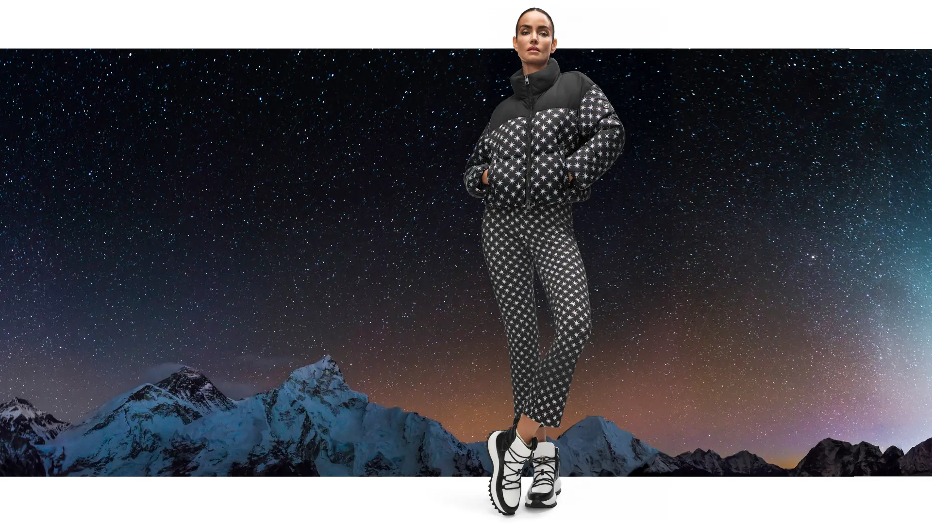 Sportieve broek met decoratieve Snowstar-print