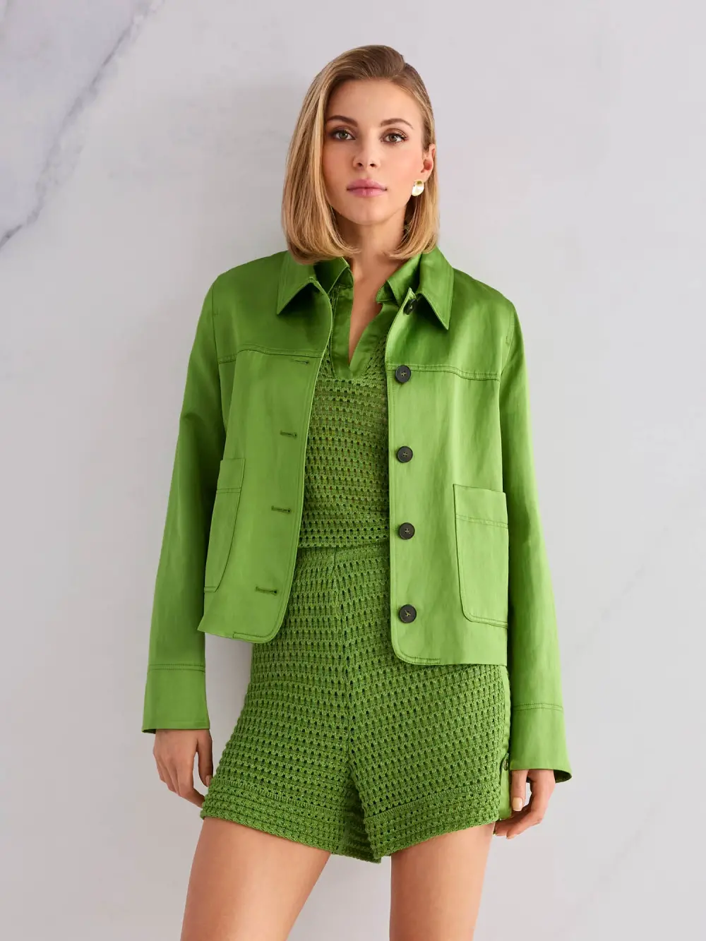 Shimmering material mix jacket