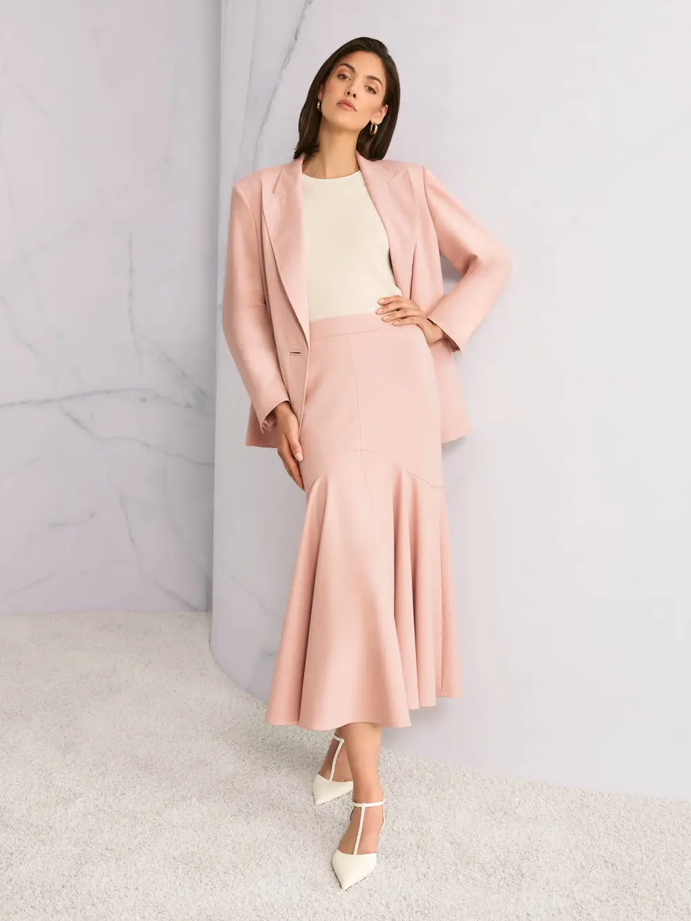 Midi skirt with voluminous hem