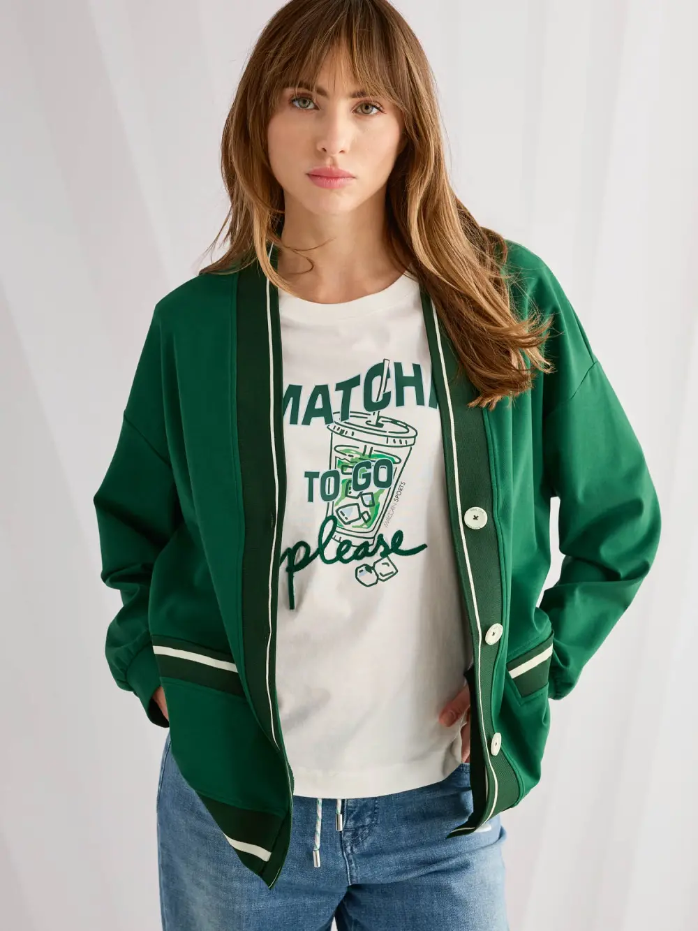 Loose jacket with striped details