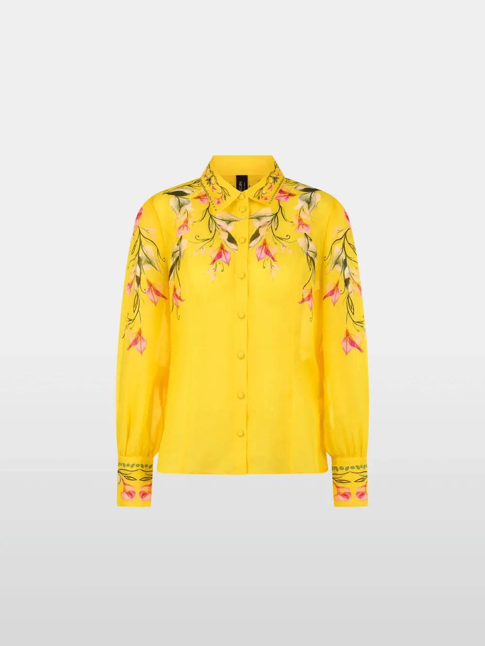 Linen-silk blouse with calla print