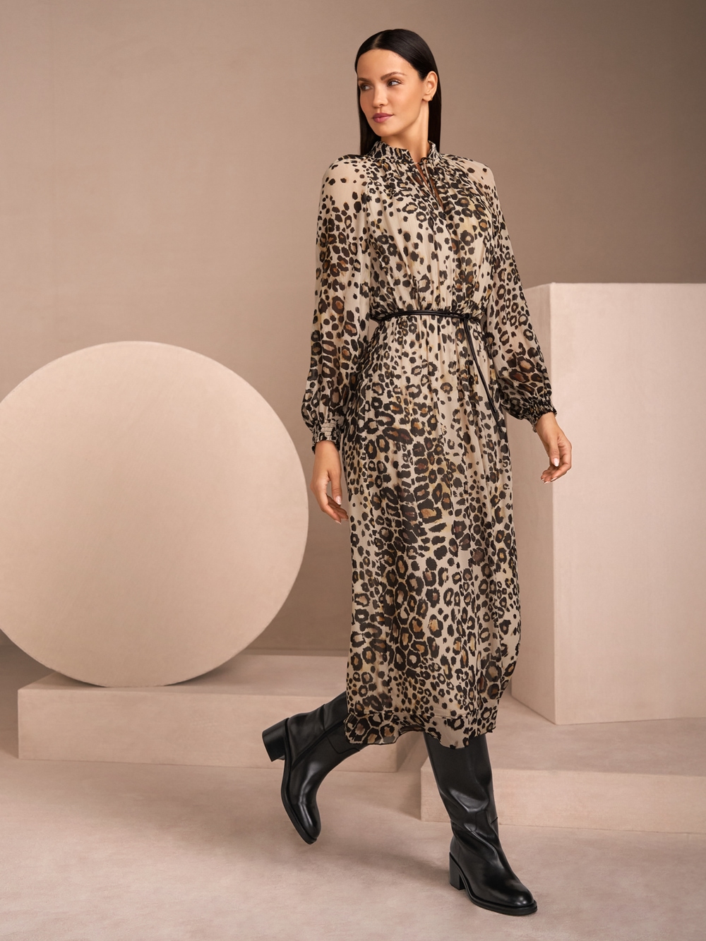 Robe longue à imprimé léopard