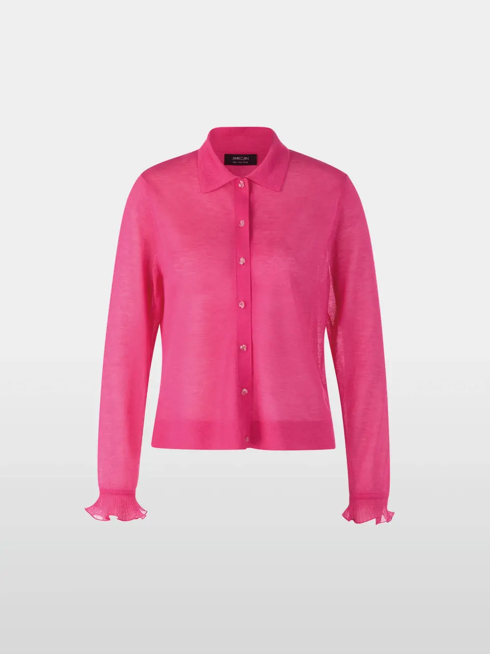 Fine-knit cardigan with floral buttons