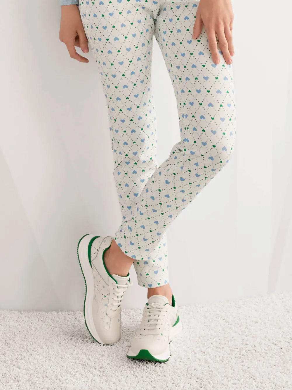 Leather mix trainers with heart print