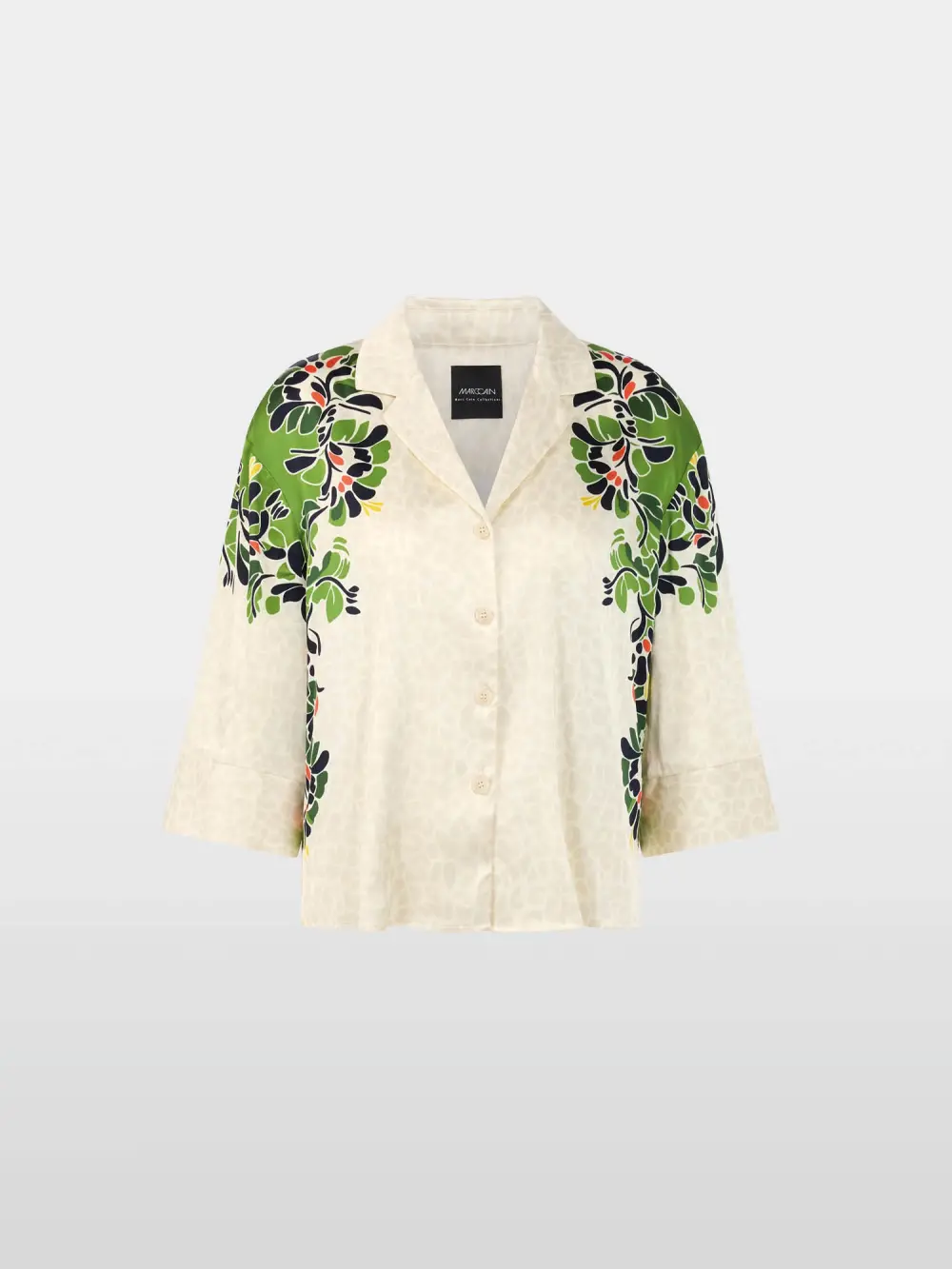 Blouse with leopard hibiscus print