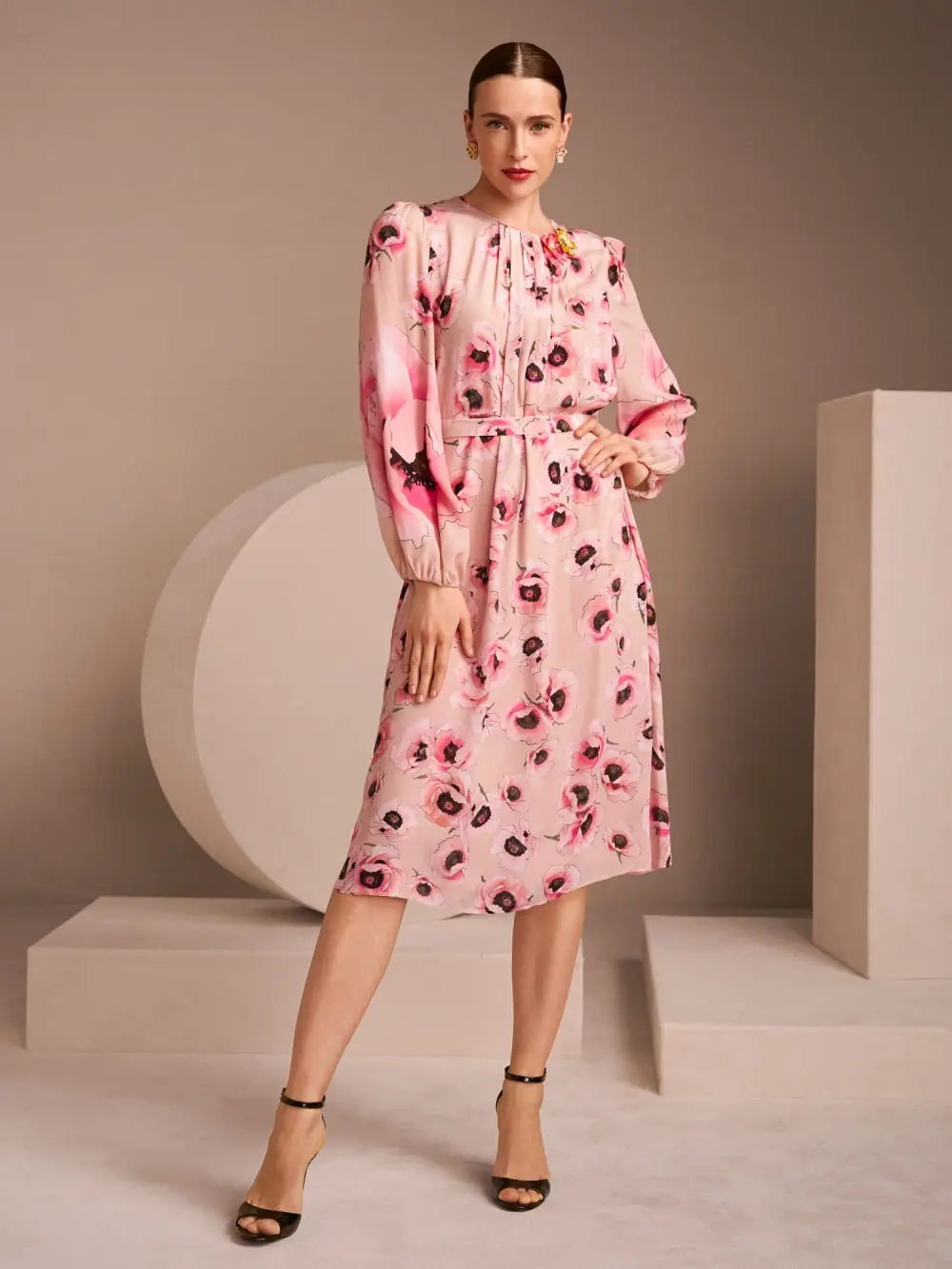 Midi-jurk met bloemenprint