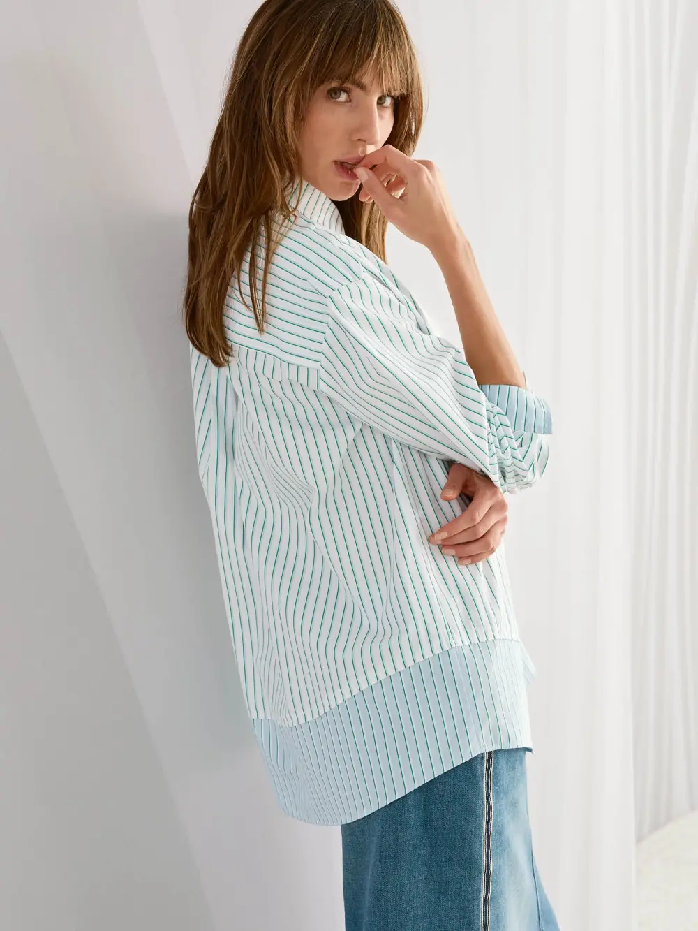 Striped cotton shirt blouse