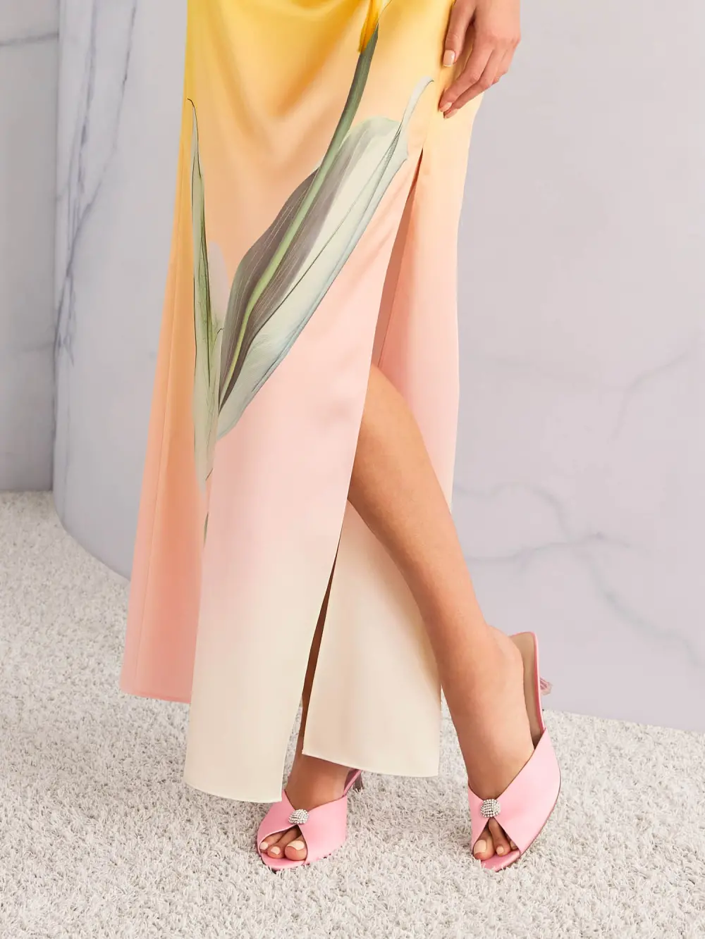 Satin mules with crystals