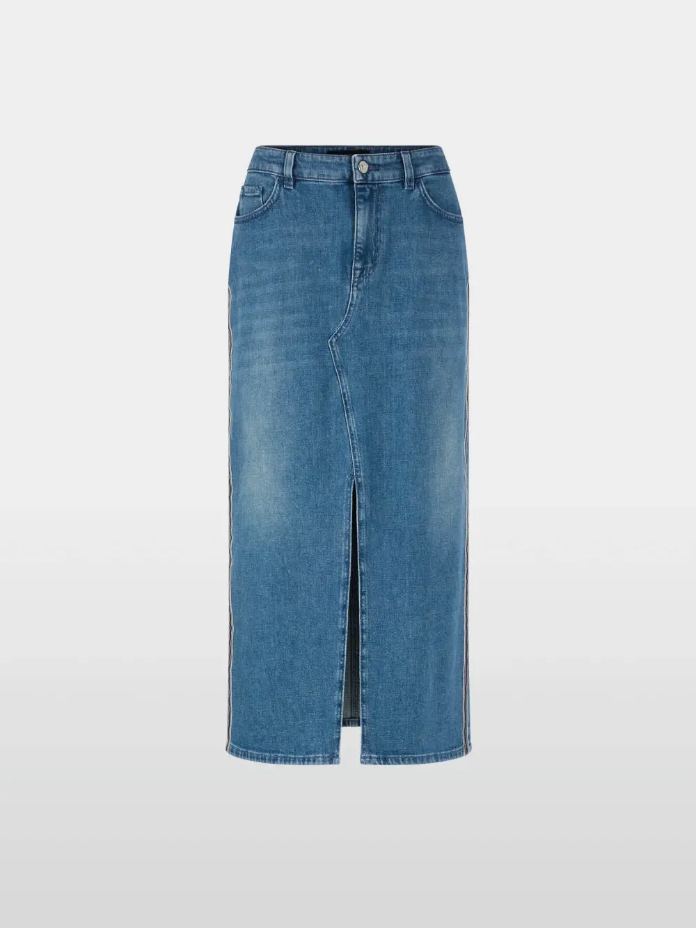 Denim midi skirt with side stripes