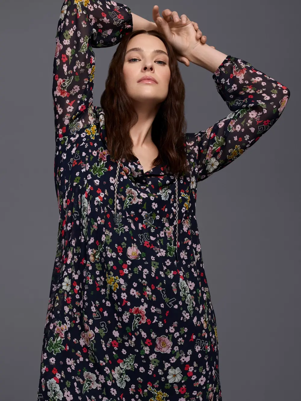 Robe en viscose avec imprimé intégral