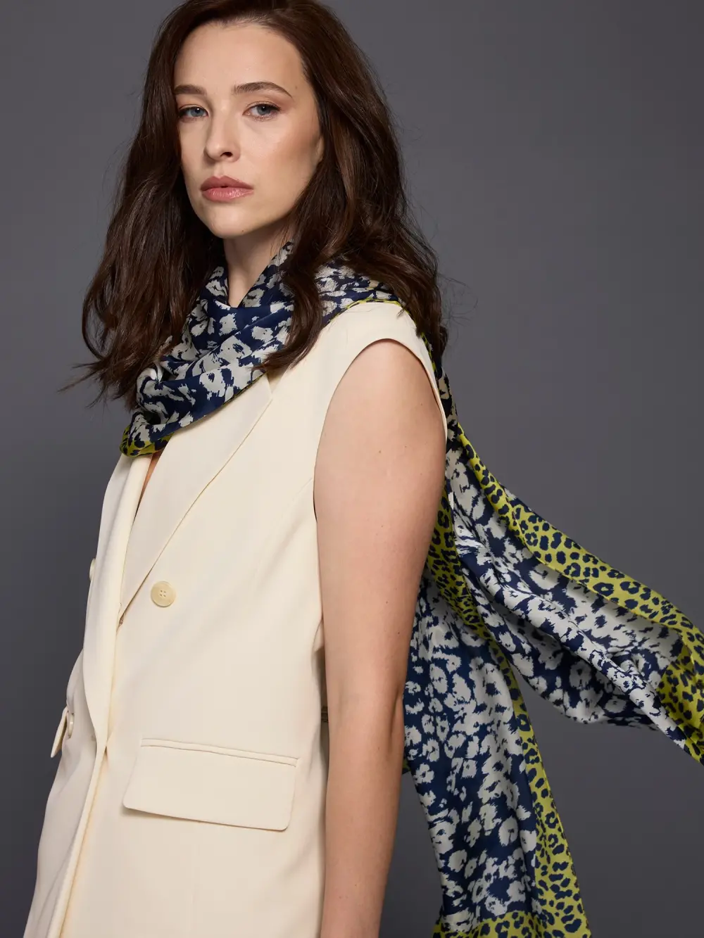 Silk scarf with leopard print