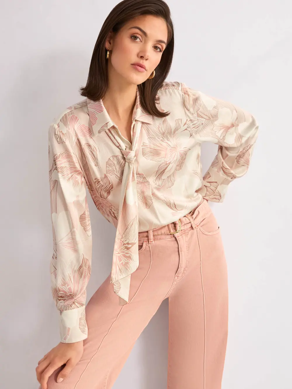 Silk blend bow blouse