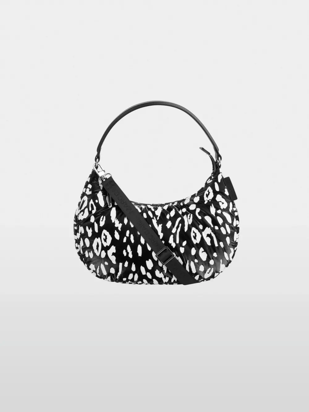 Nylon hobo bag with leopard print