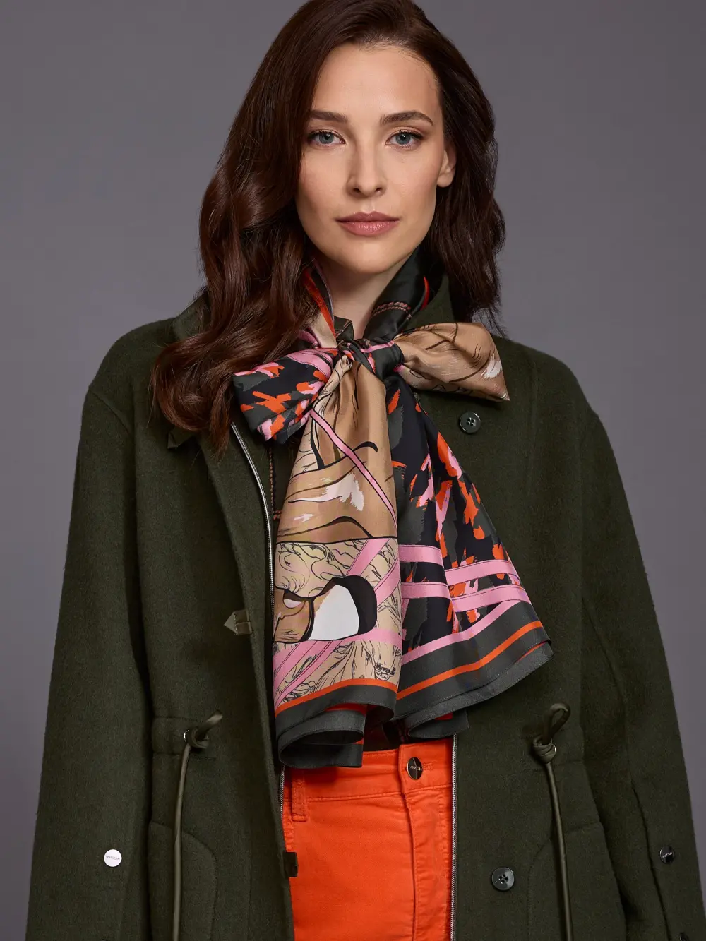 Silk scarf with mixed print