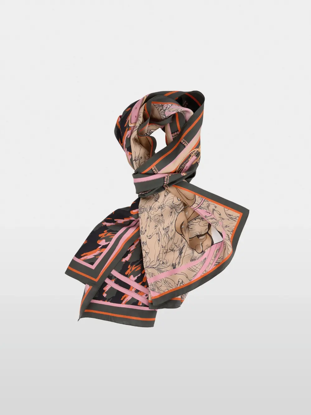 Silk scarf with mixed print