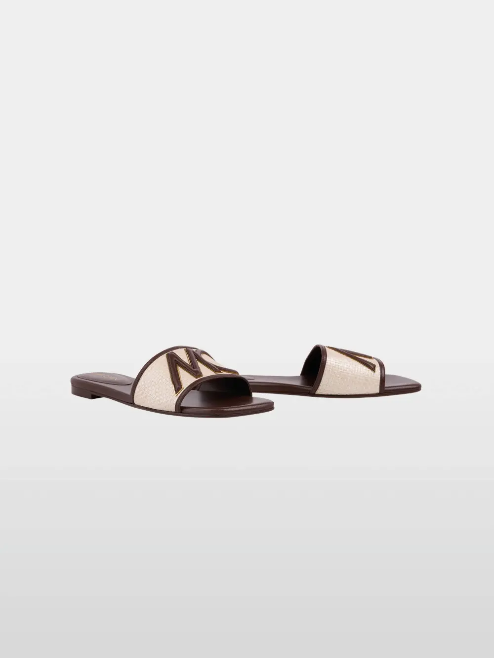 Flat raffia mix sandals