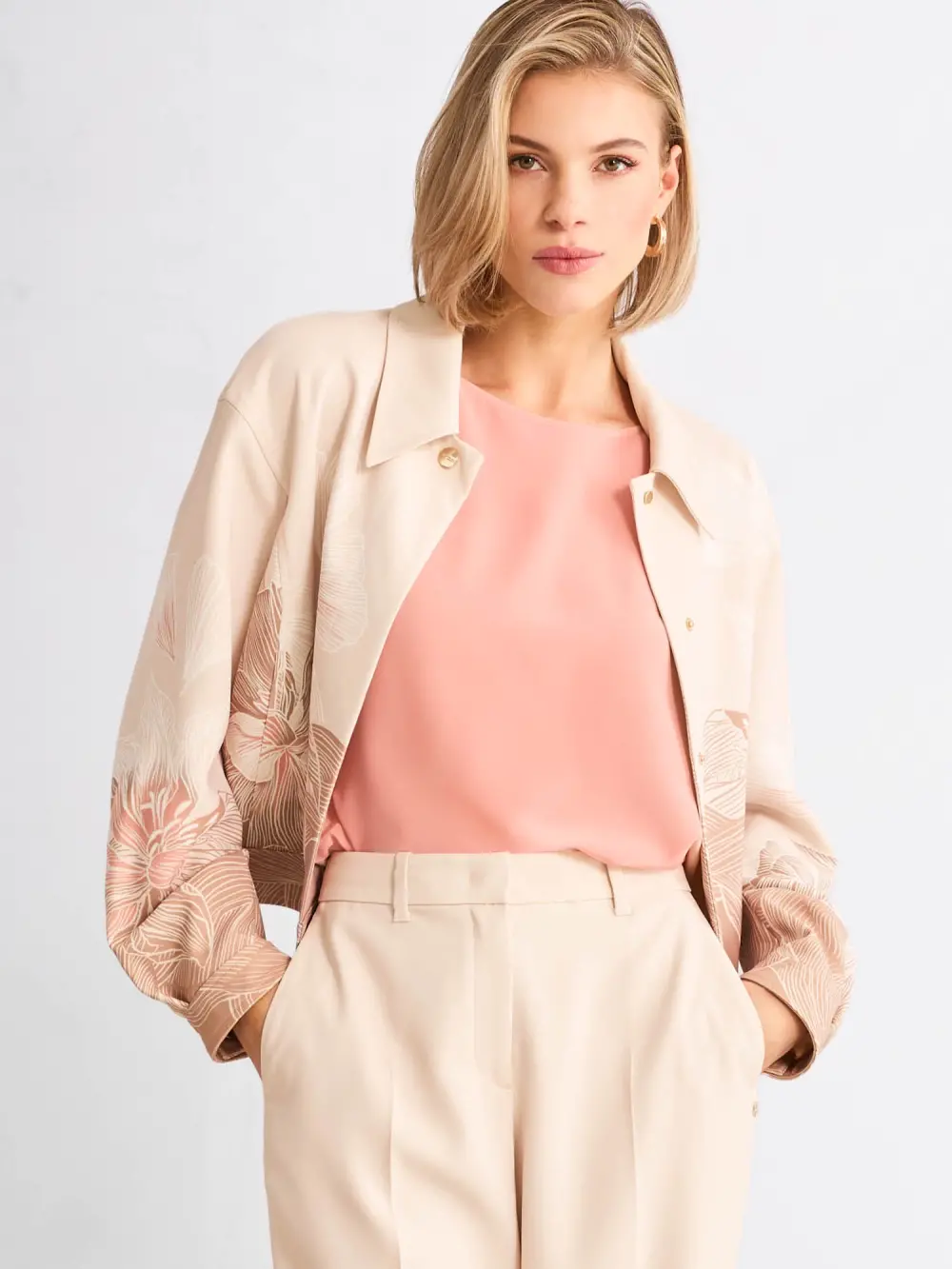 Silk top with lace and colour blocking