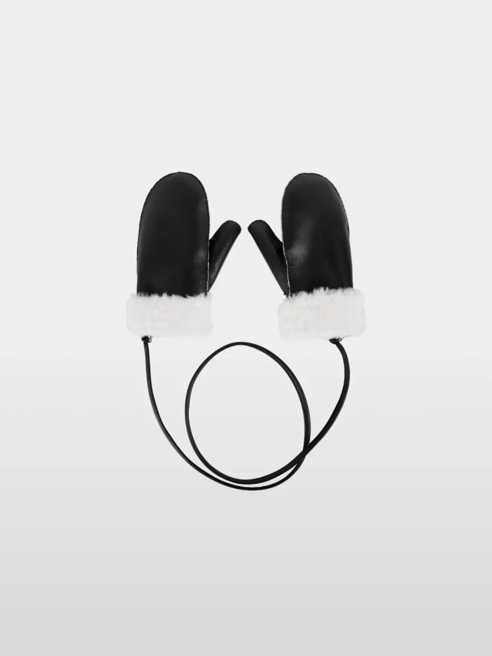 Faux leather mittens