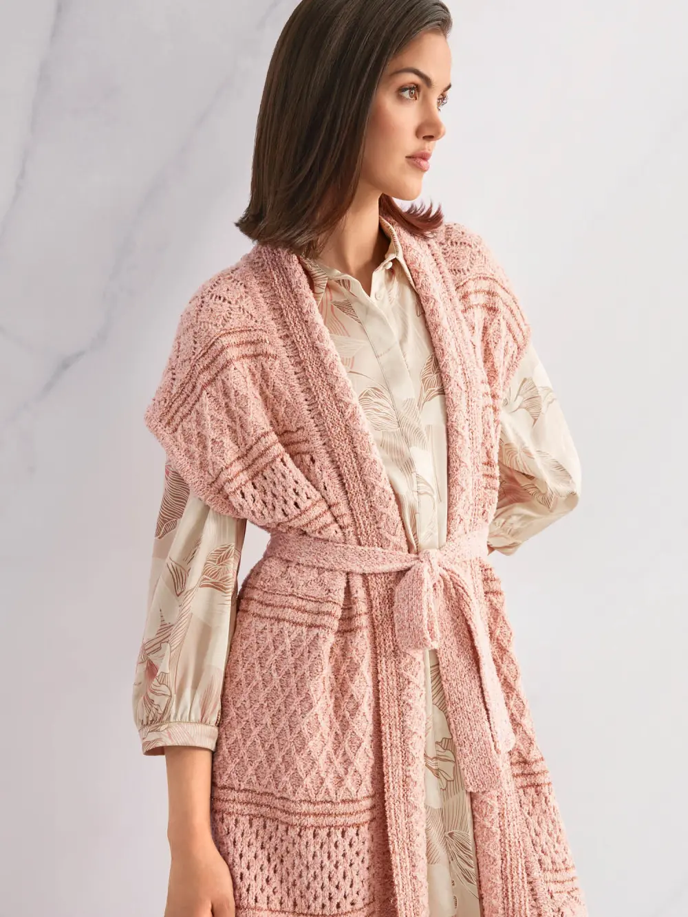 Silk top with lace and colour blocking