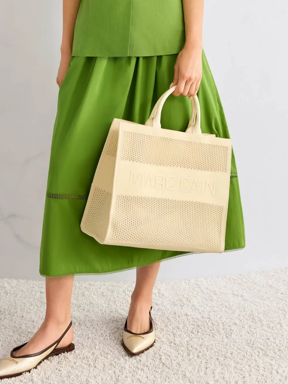 Melange knit shopper with logo