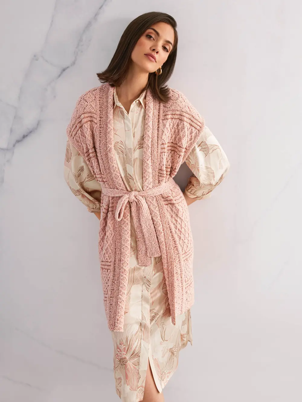 Silk blouse dress with floral print