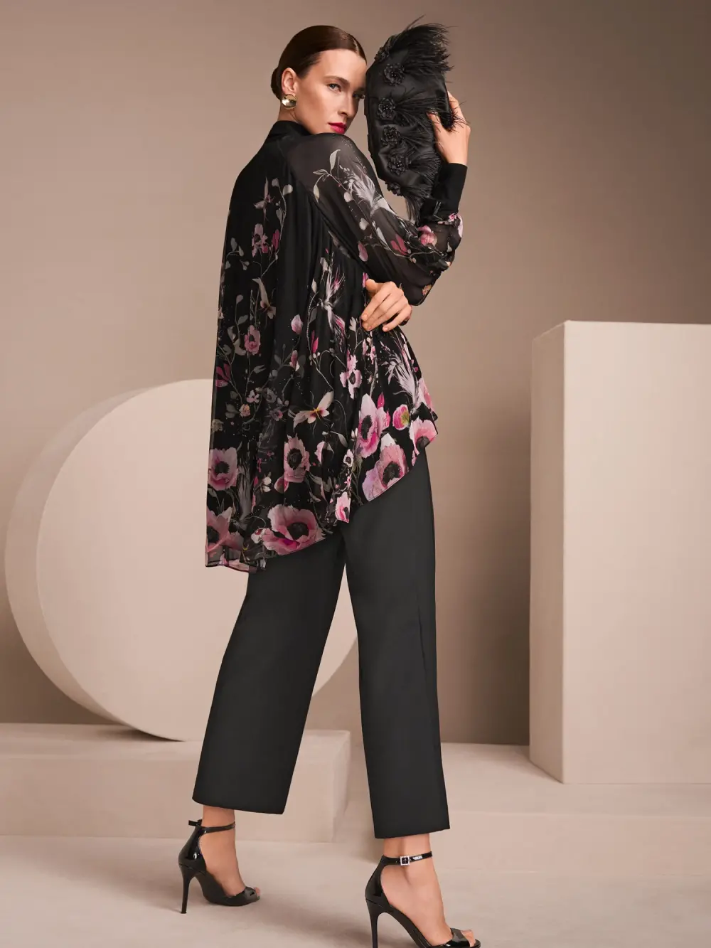 Lange blouse met bloemenmotief