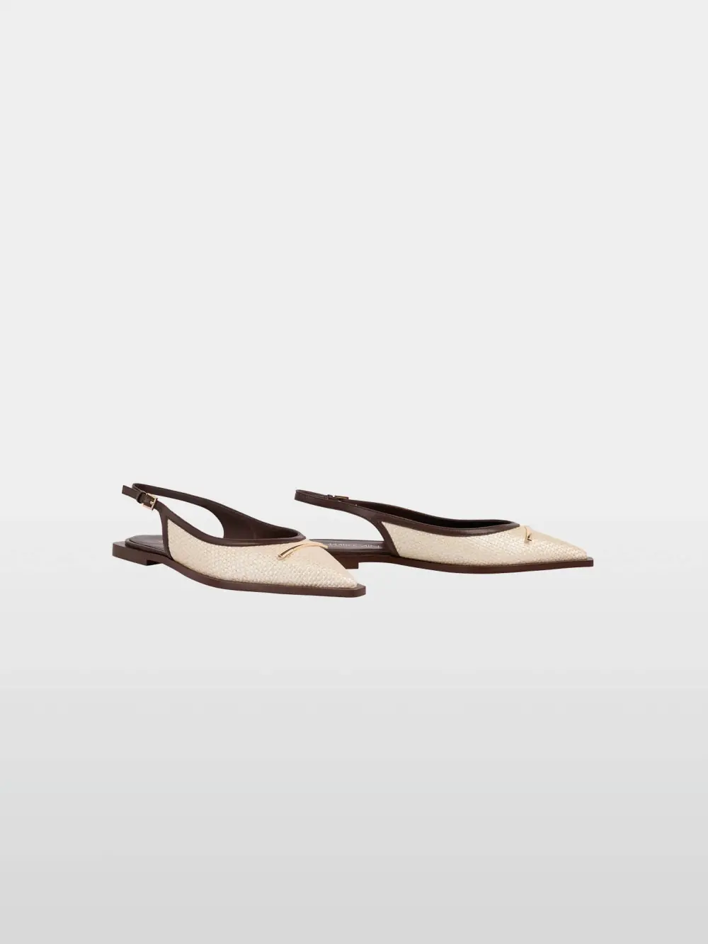 Slingback raffia mix ballerinas