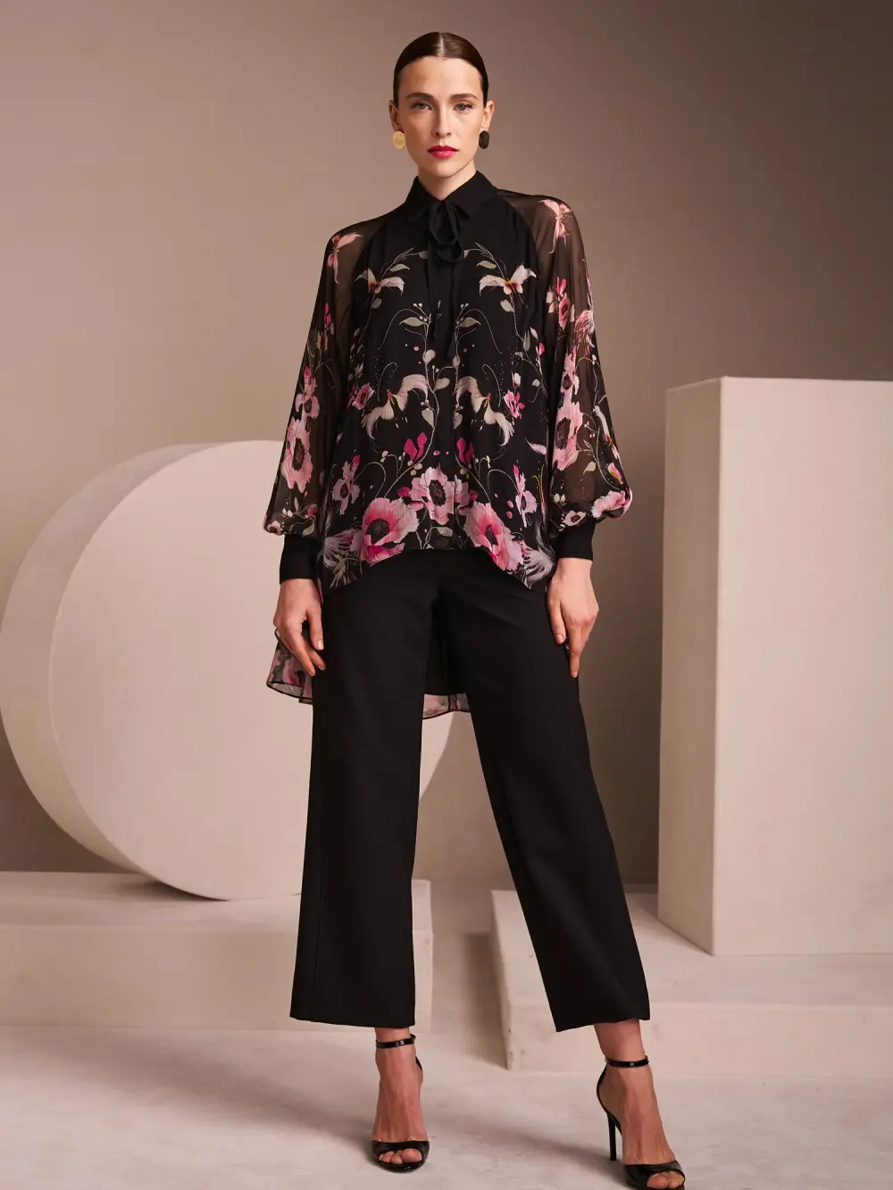 Stoffen broek FÉS met hoge taille