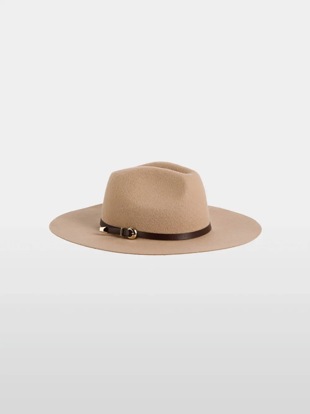 Wool fedora hat with leather band