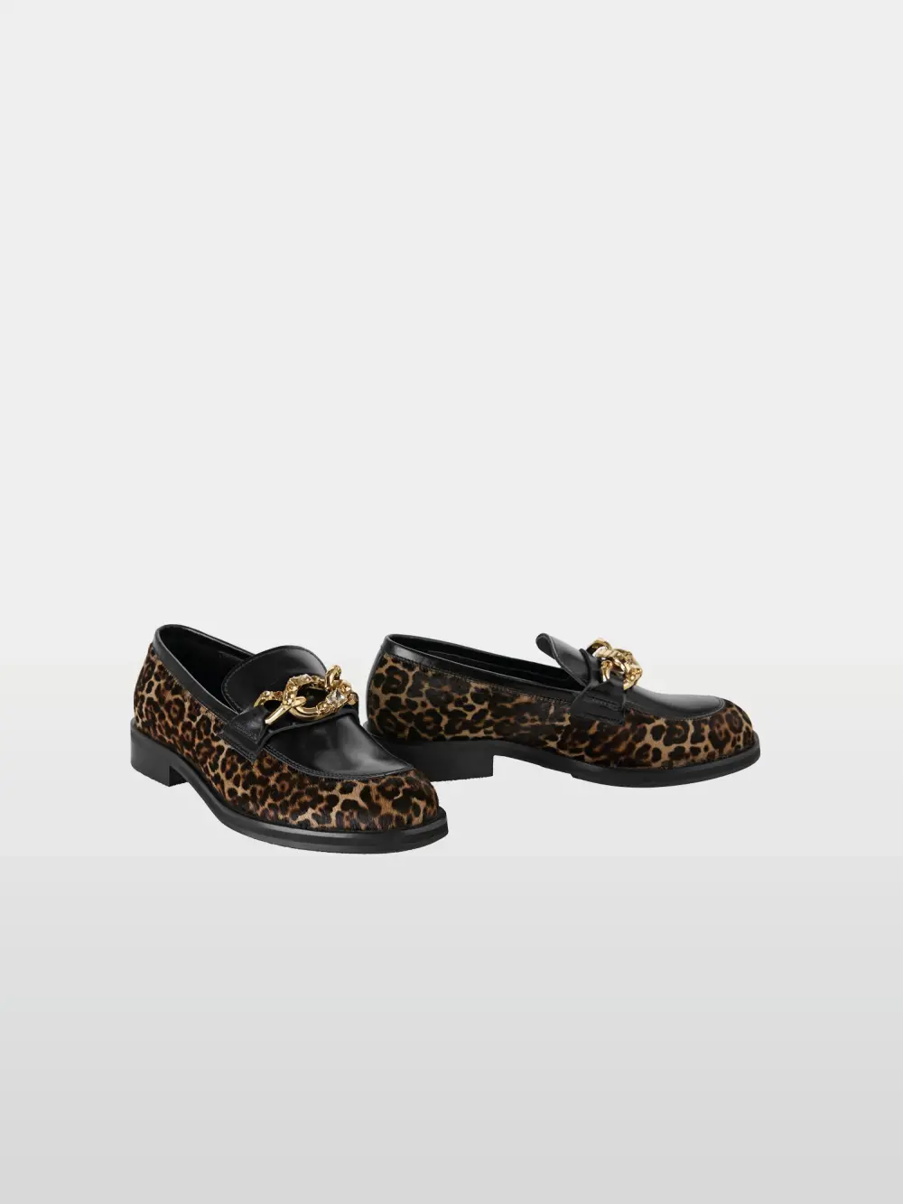 Mocassins léopard avec détail métallique scintillant