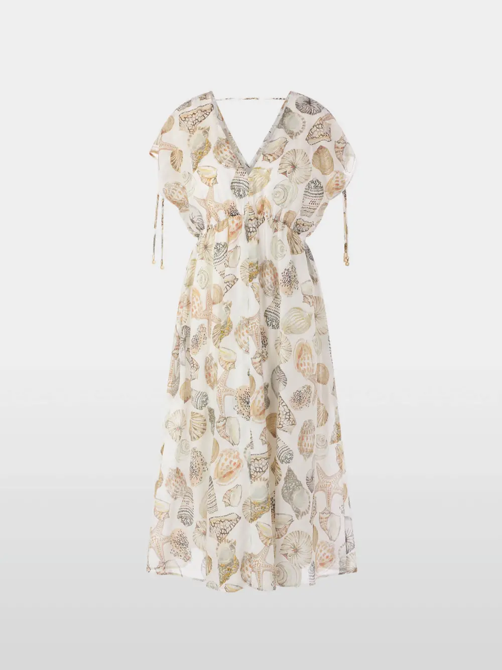 Mid-length dress in cotton and silk