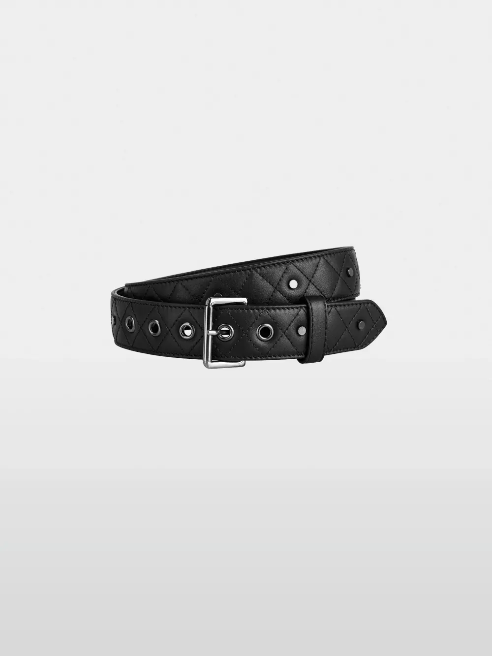 Quilted leather belt