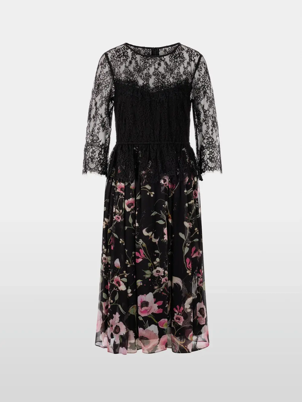 Jurk met kant en bloemenprint