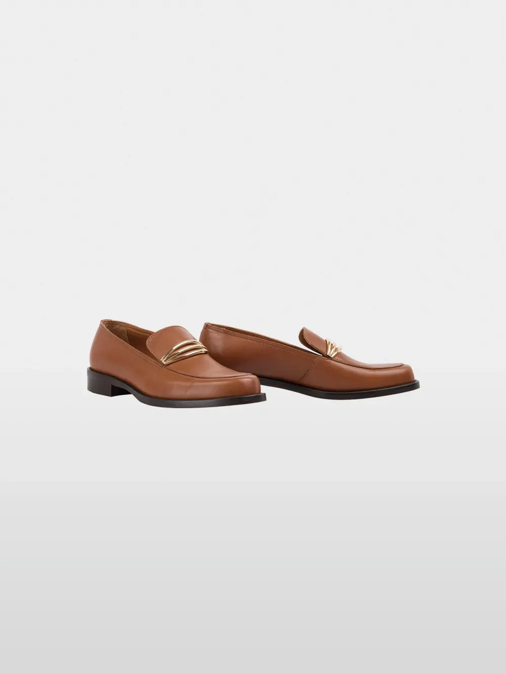 Leather loafers with metal buckle