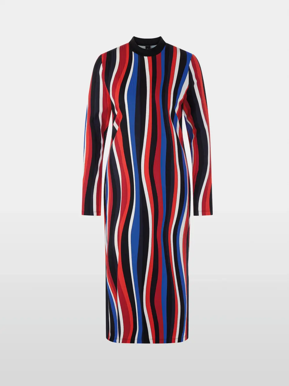 Midikleid mit Retro-Wellenmuster