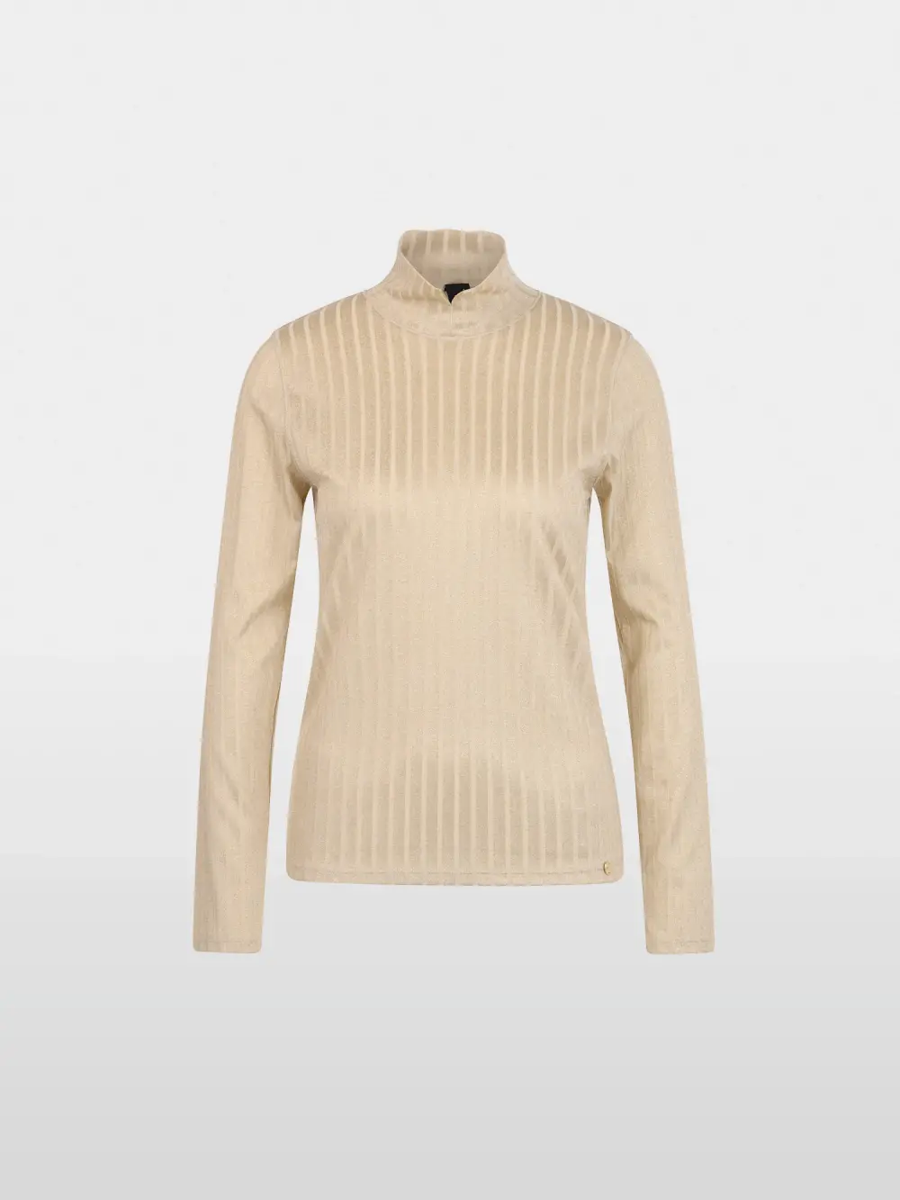 Lurex ribbed shirt with stand-up collar