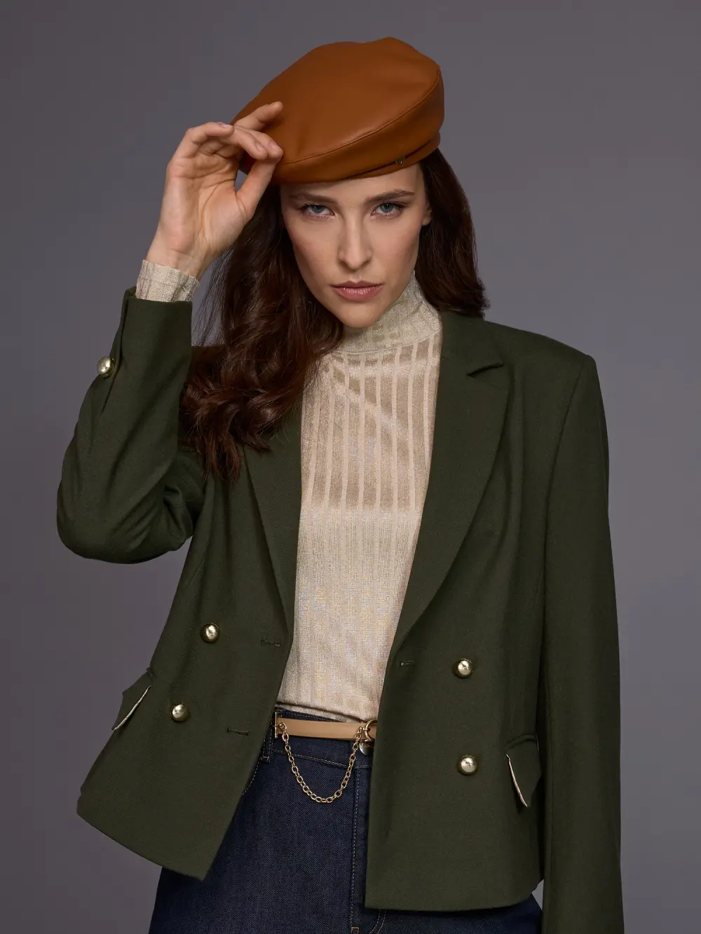 Faux leather beret