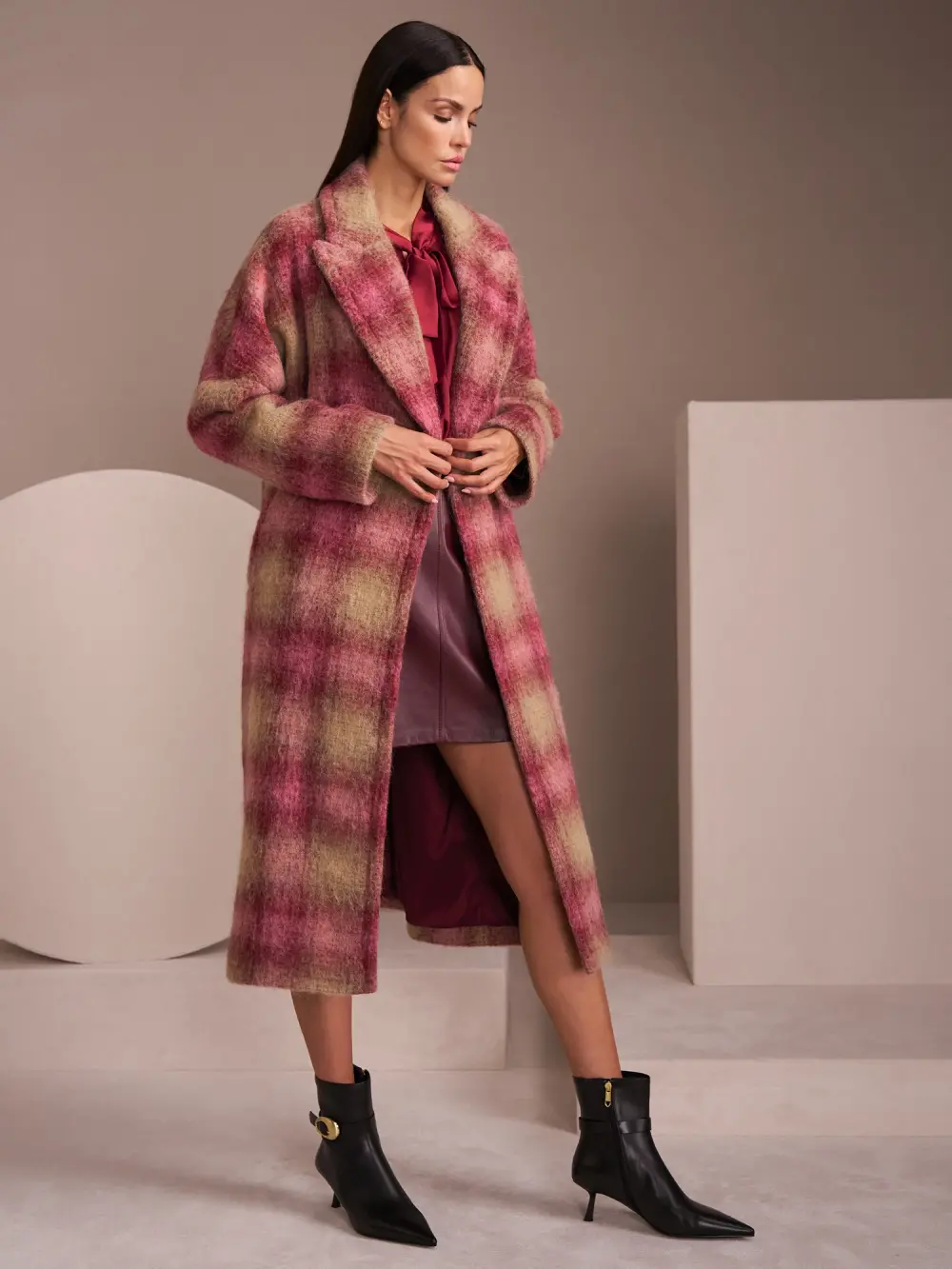 Manteau à motif à carreaux fluide